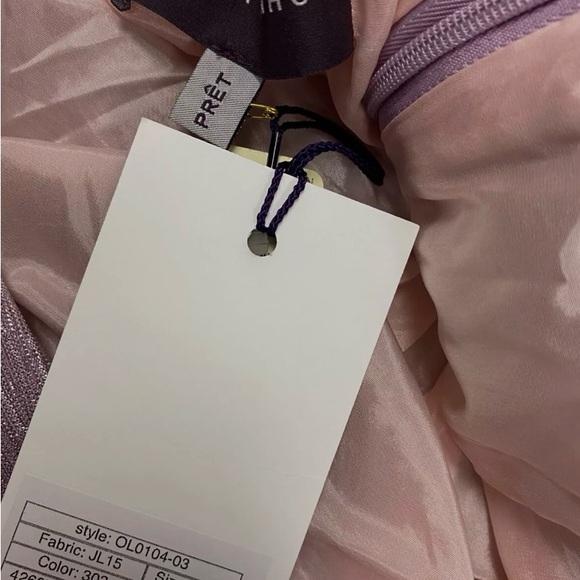 $2750 Talbot Runhof Women's Pink Off-The-Shoulder Cape Metallic
 Size 10 - Picture 7 of 8